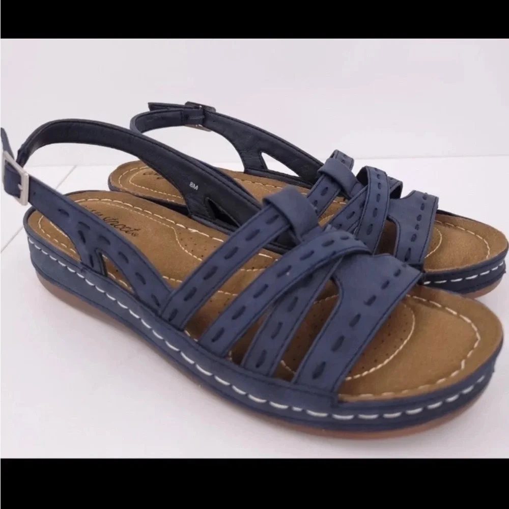 Easy Street Adjustable Strap Sandals Kehlani Navy Size 8